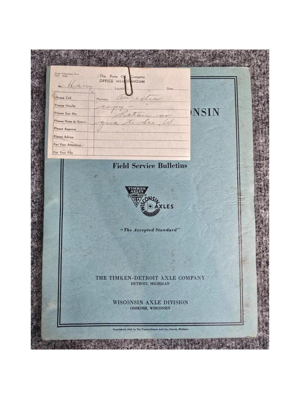 1942 Timken And Wisconsin Axles Field Service Bulletins Timken-Detroit Pure Doc
